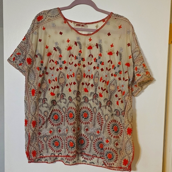 Gorgeous silk JOHNNY WAS tunic style top Size Small - Picture 1 of 4
